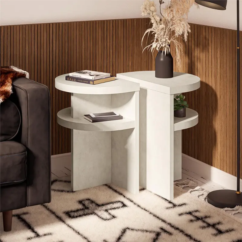 Daytona White End Table, Set of 2