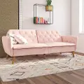 Tallulah Pink Velvet Memory Foam Futon