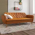Tallulah Camel Faux Leather Memory Foam Futon