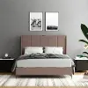 Lamora Taupe Upholstered Queen Bed with USB