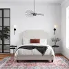 Eloise Ivory Chenille Upholstered Platform Queen Bed
