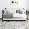 Oddny Black Metal Twin Daybed with Pop Up Trundle Bed
