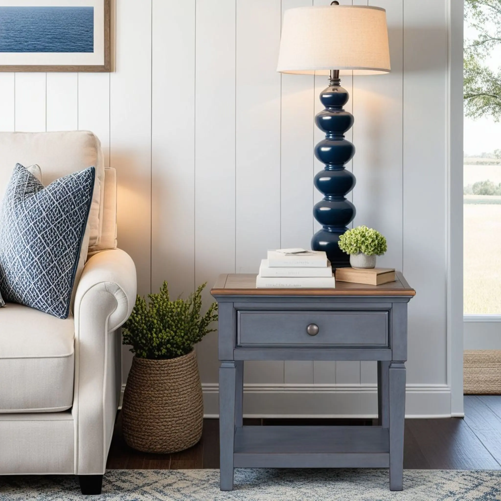 Americanas Blue End Table-2