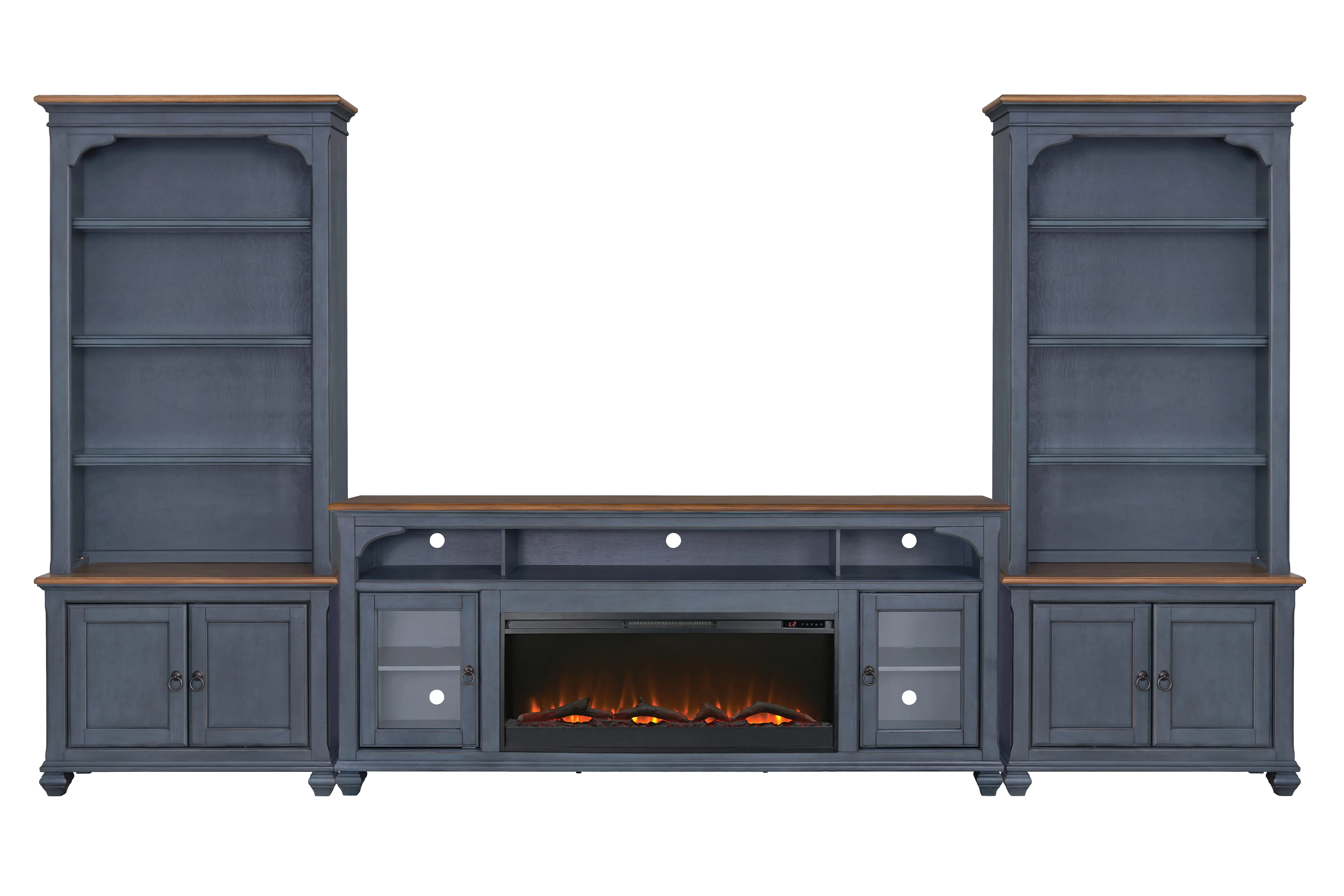 Americanas Blue Fireplace Entertainment Center-1