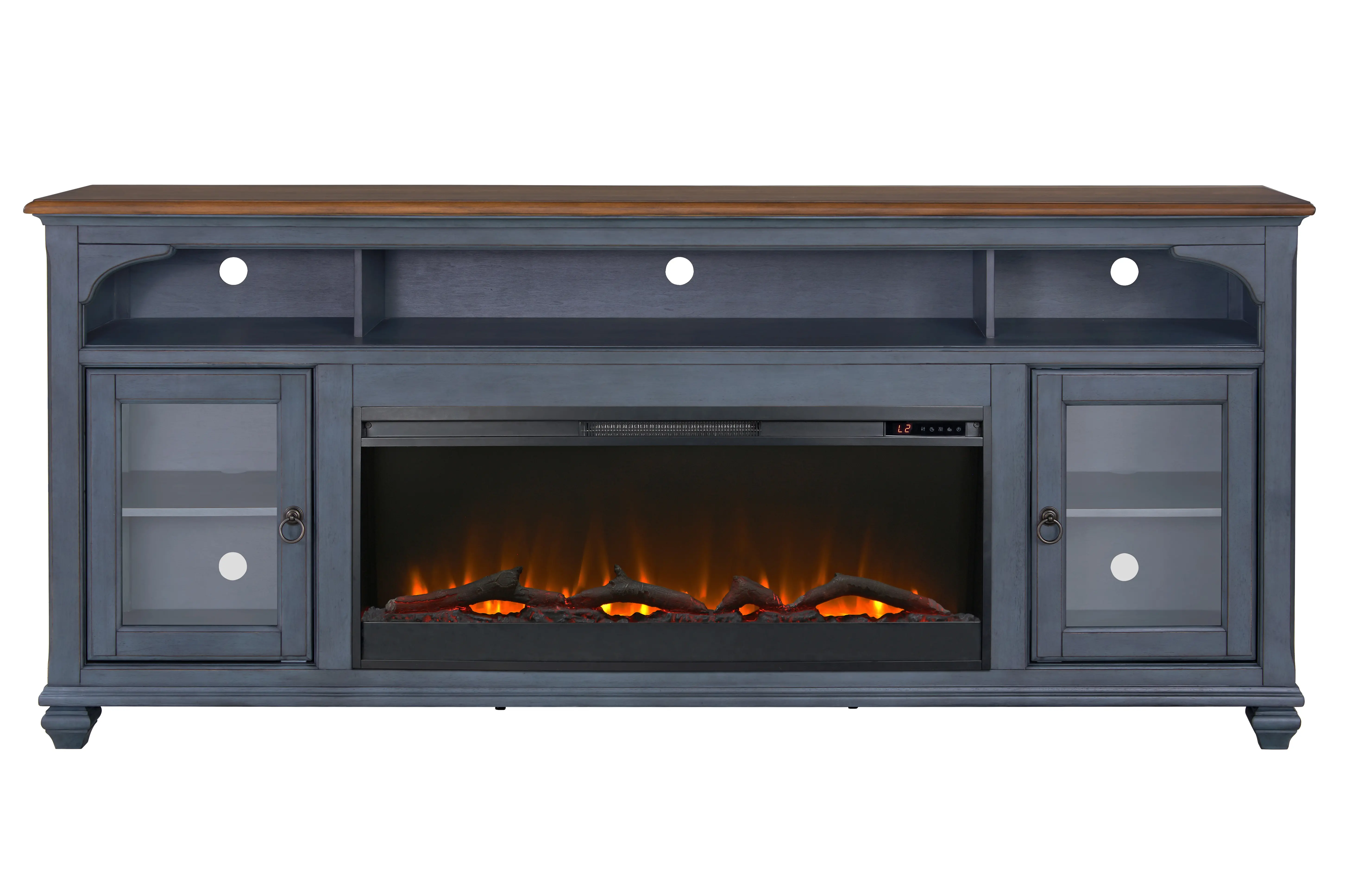 Americanas Blue Fireplace Entertainment Center-3