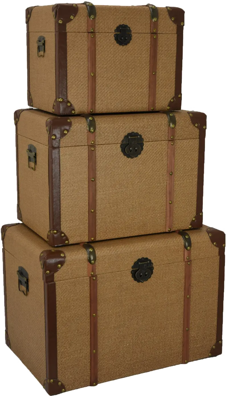 Large Brown Wood and Leather Box