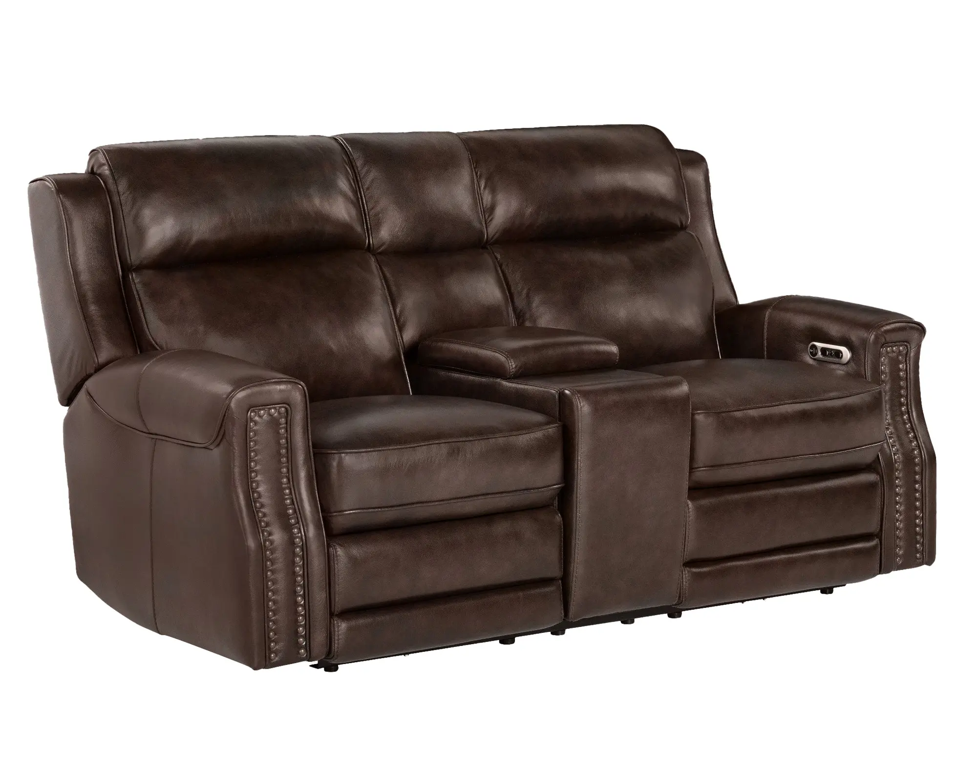 Hensley Espresso Power Reclining Loveseat with Console-1