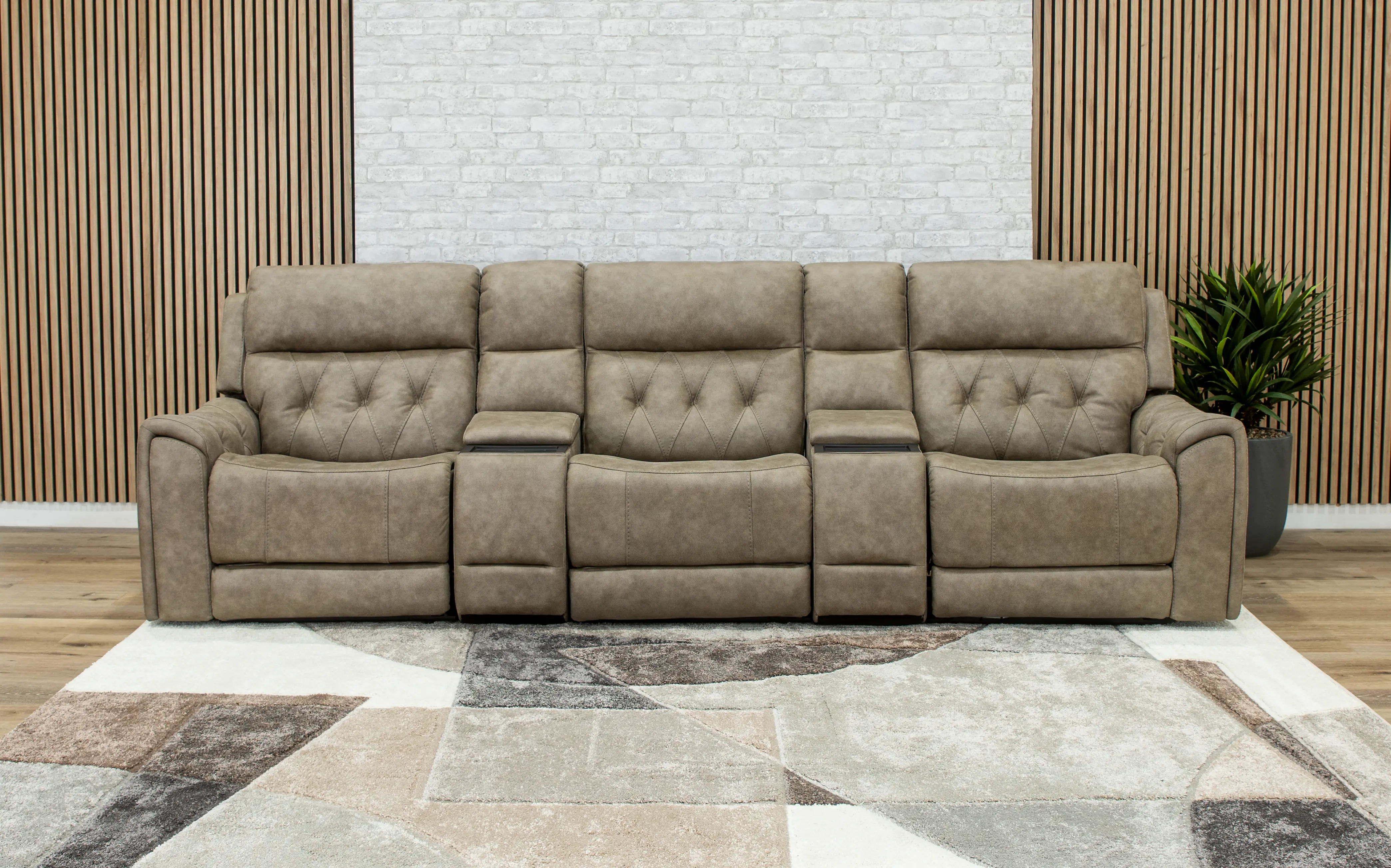 Anniston Fog Beige 5 Piece Home Theater Seating Set-2