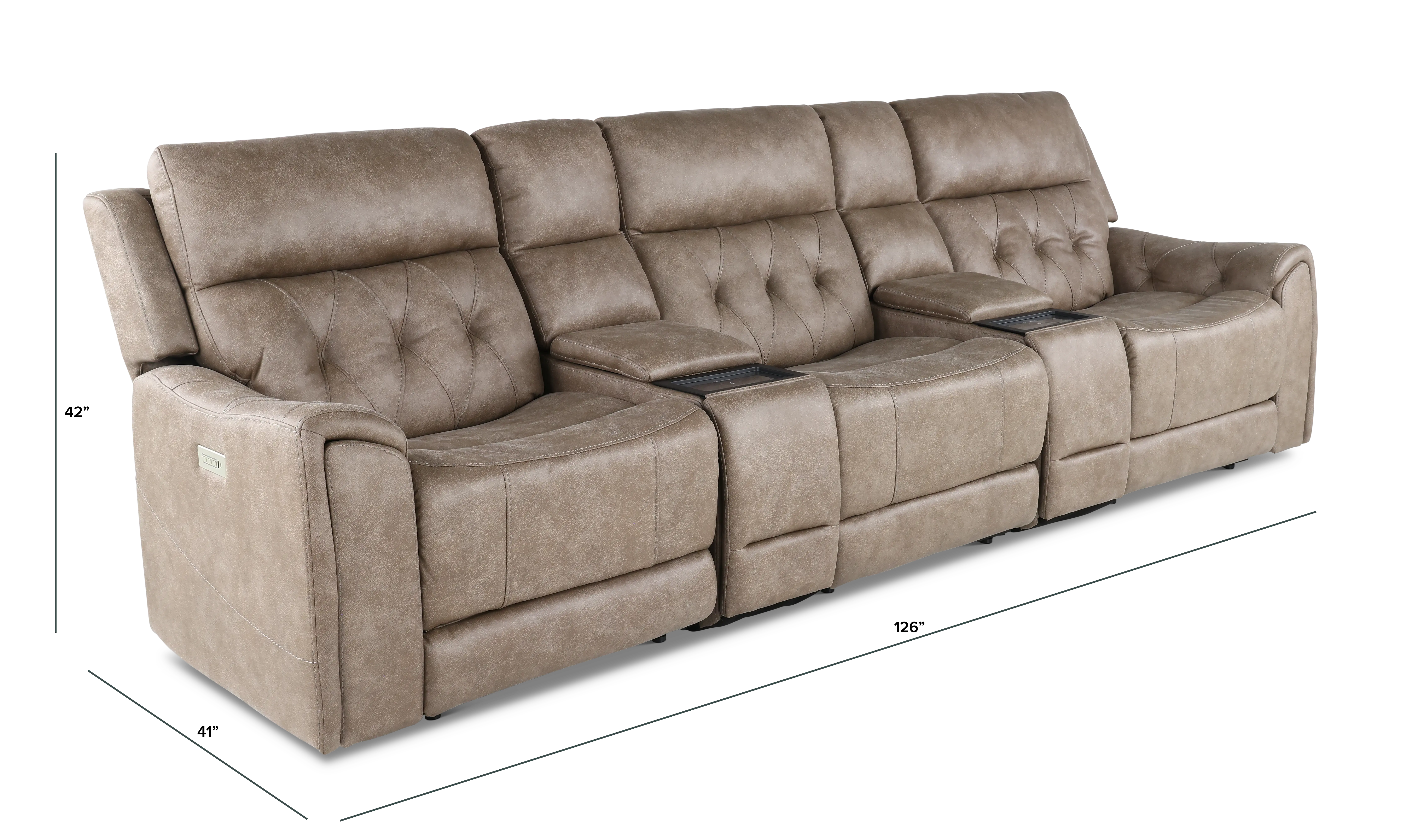 Anniston Fog Beige 5 Piece Home Theater Seating Set-3