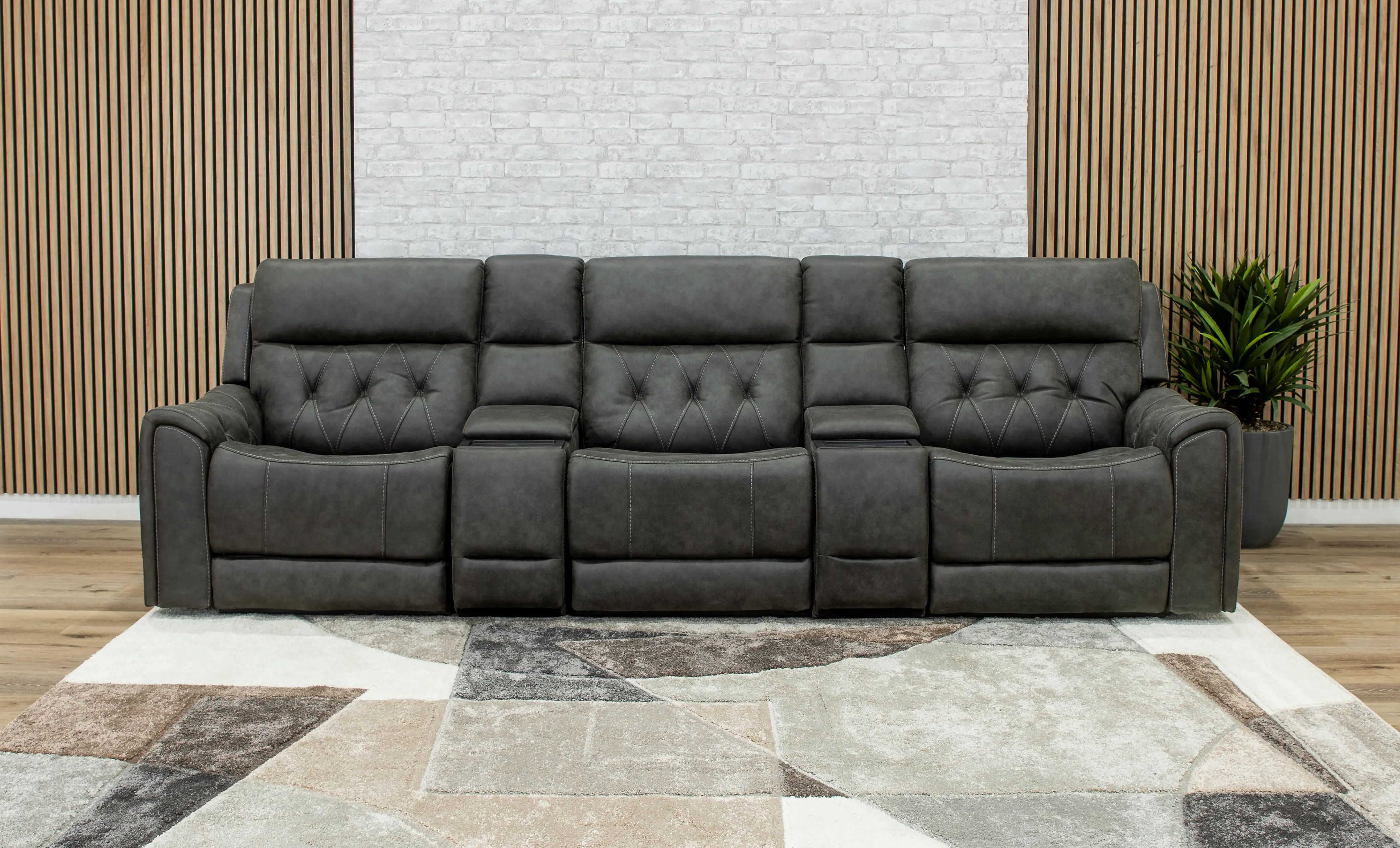 Anniston Steel Gray 5 Piece Home Theater Seating Set-2