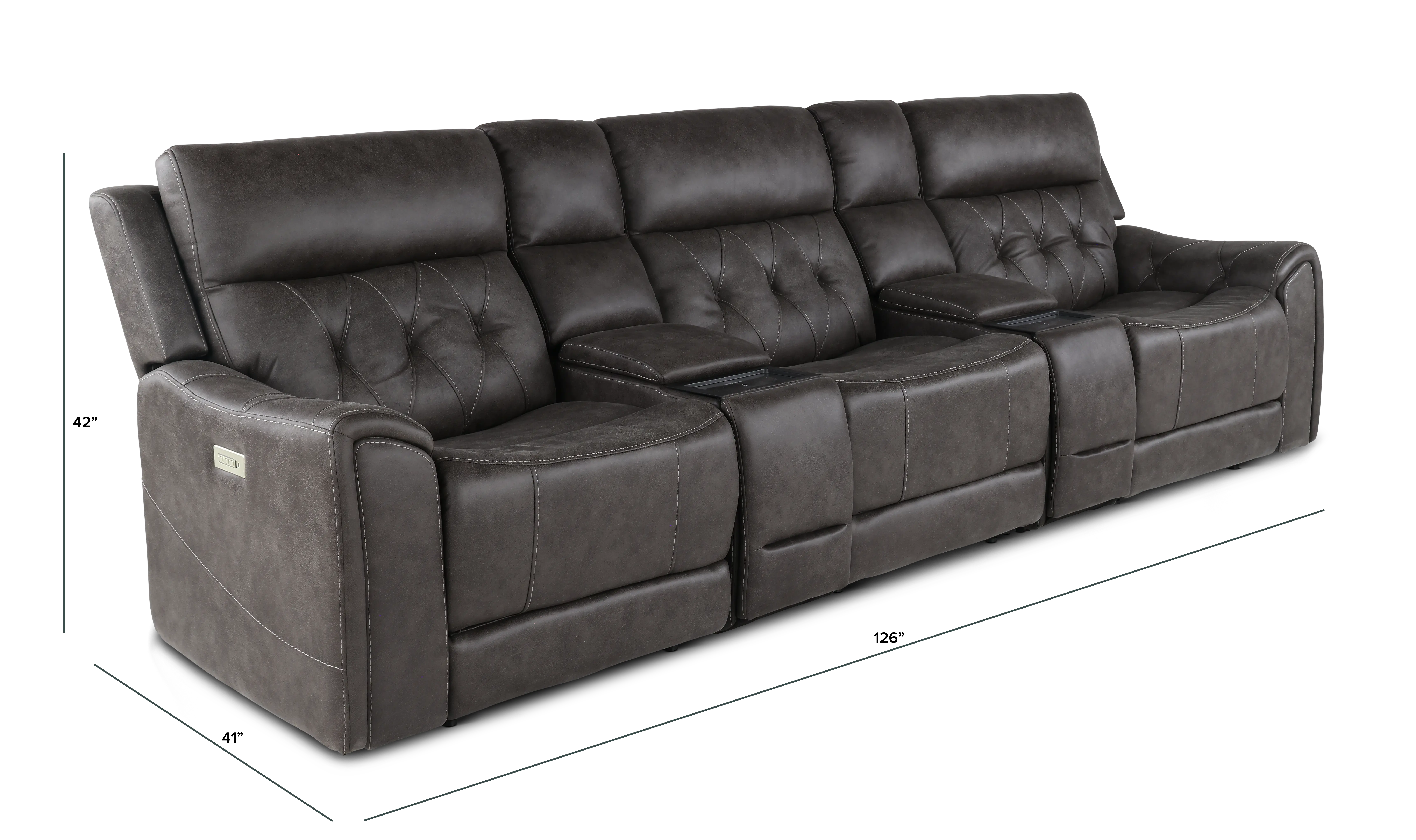 Anniston Steel Gray 5 Piece Home Theater Seating Set-3