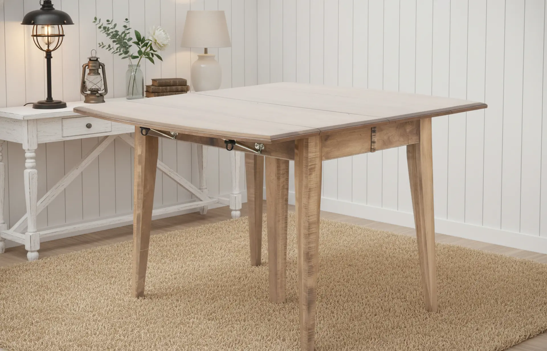 Elaine Natural Maple Dining Table with 2 Leaves-14