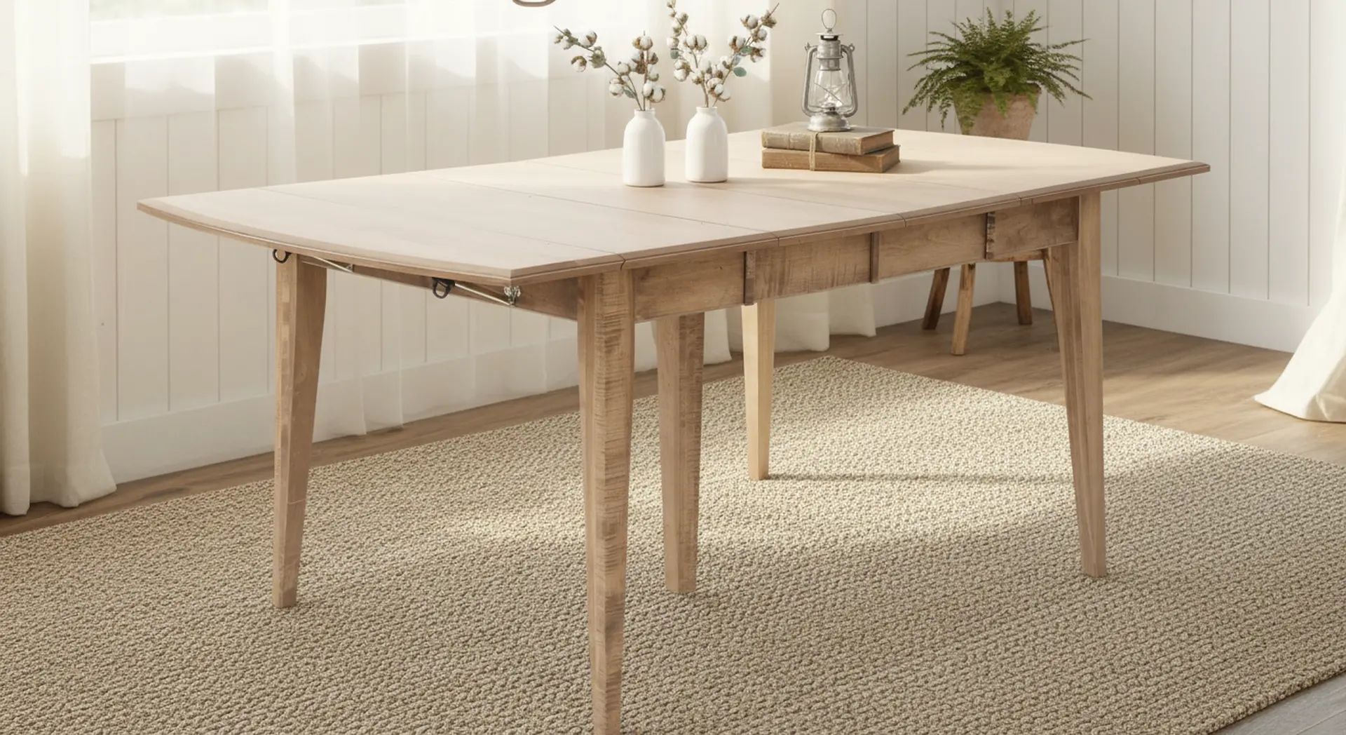 Elaine Natural Maple Dining Table with 2 Leaves-2