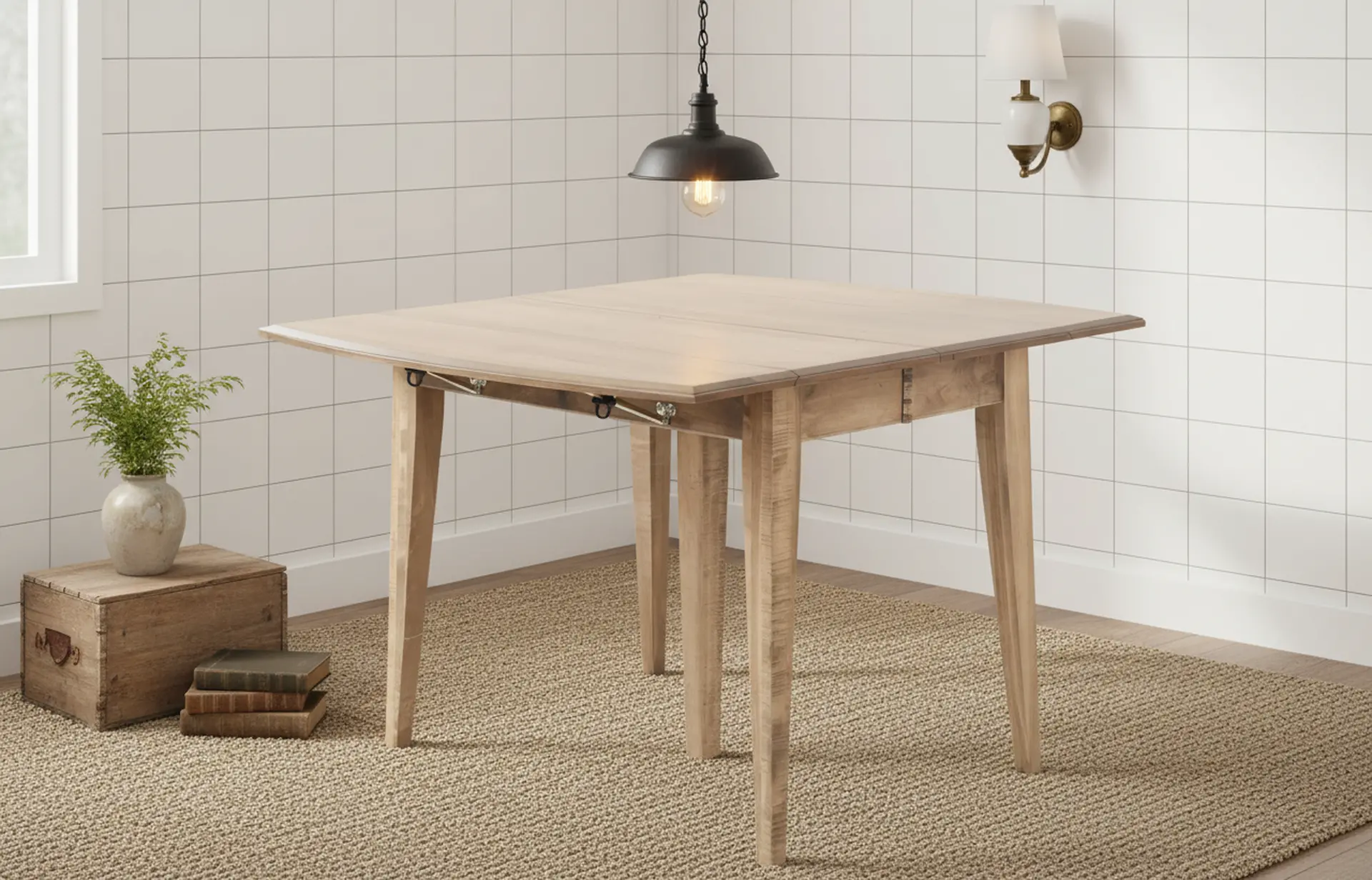Elaine Natural Maple Dining Table with 5 Leaves-13