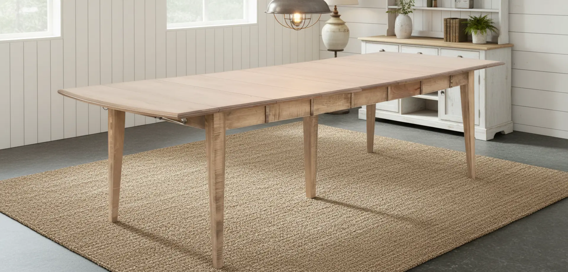 Elaine Natural Maple Dining Table with 5 Leaves-14