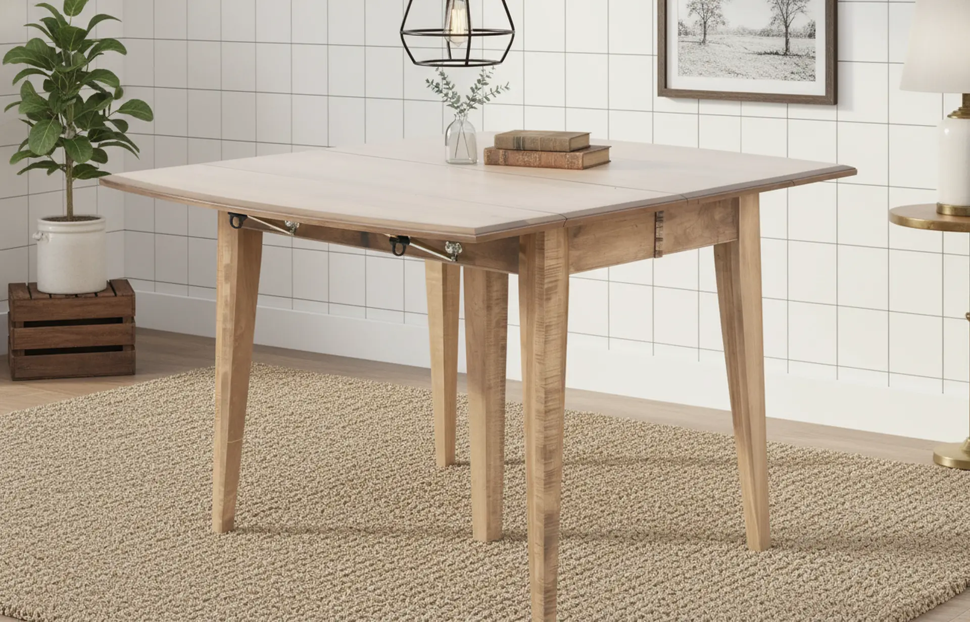 Elaine Natural Maple Dining Table with 5 Leaves-2