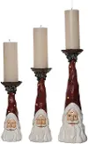 Set of Three Resin Santa Candle Pillars