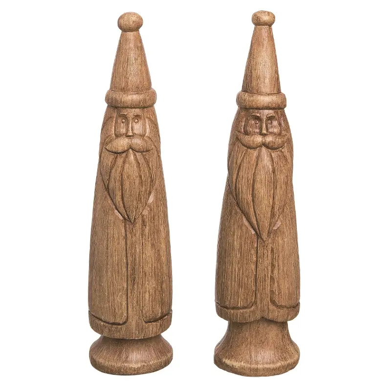 Assorted Wood Look Slim Santa