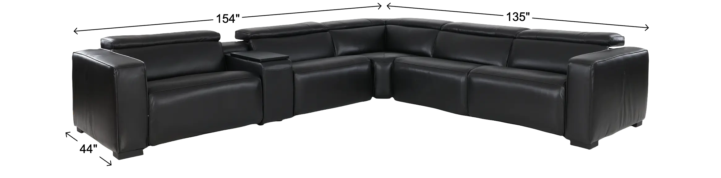Softee Blackberry Leather 6-Piece Power Reclining Sectional with 3D Sound System-3