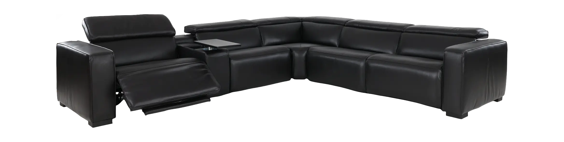 Softee Blackberry Leather 6-Piece Power Reclining Sectional with 3D Sound System-4
