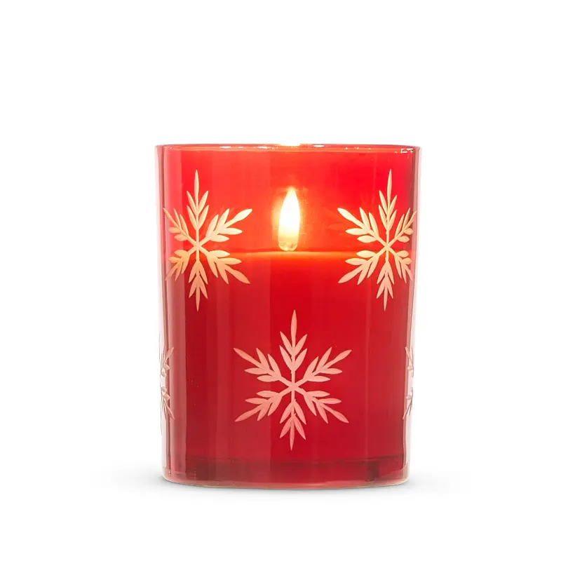 4 x 5 Red Glass Snow Candle