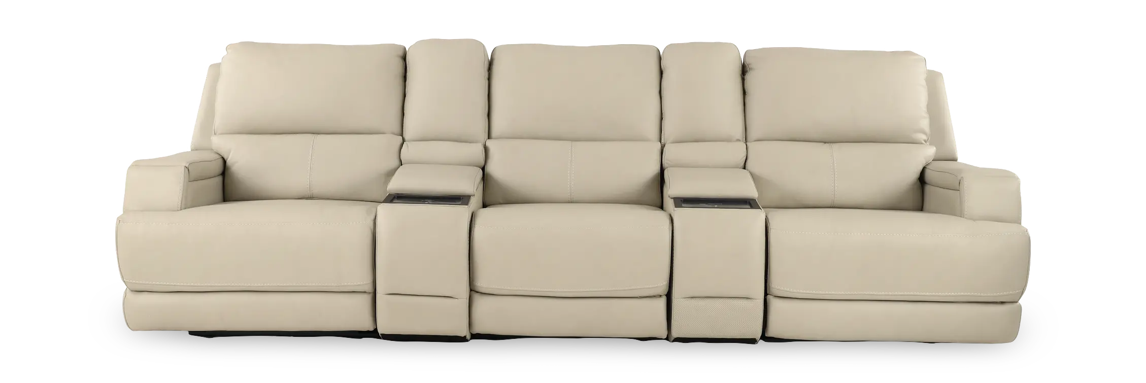 Rushton White Leather 5 Piece Power Reclining Home Theater Set-1