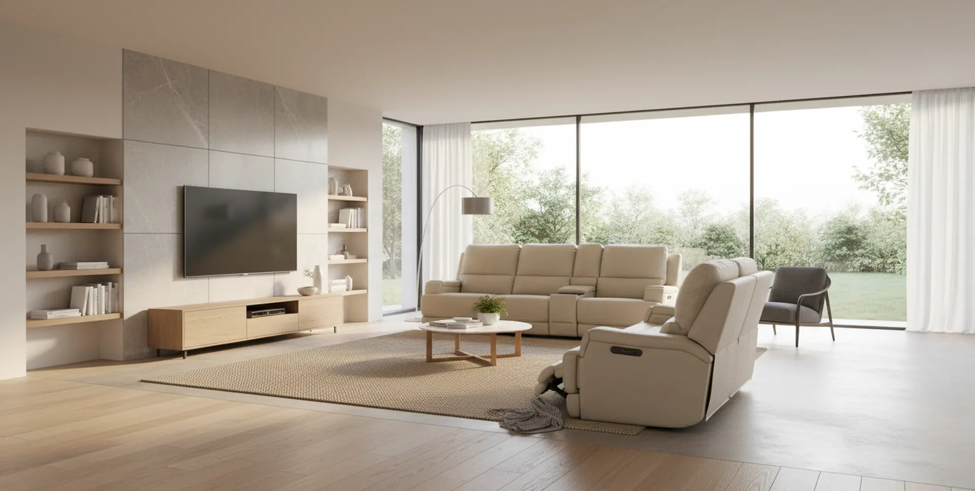 Rushton White Leather 5 Piece Power Reclining Home Theater Set-13