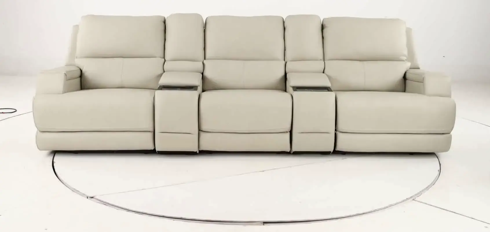 Rushton White Leather 5 Piece Power Reclining Home Theater Set-15