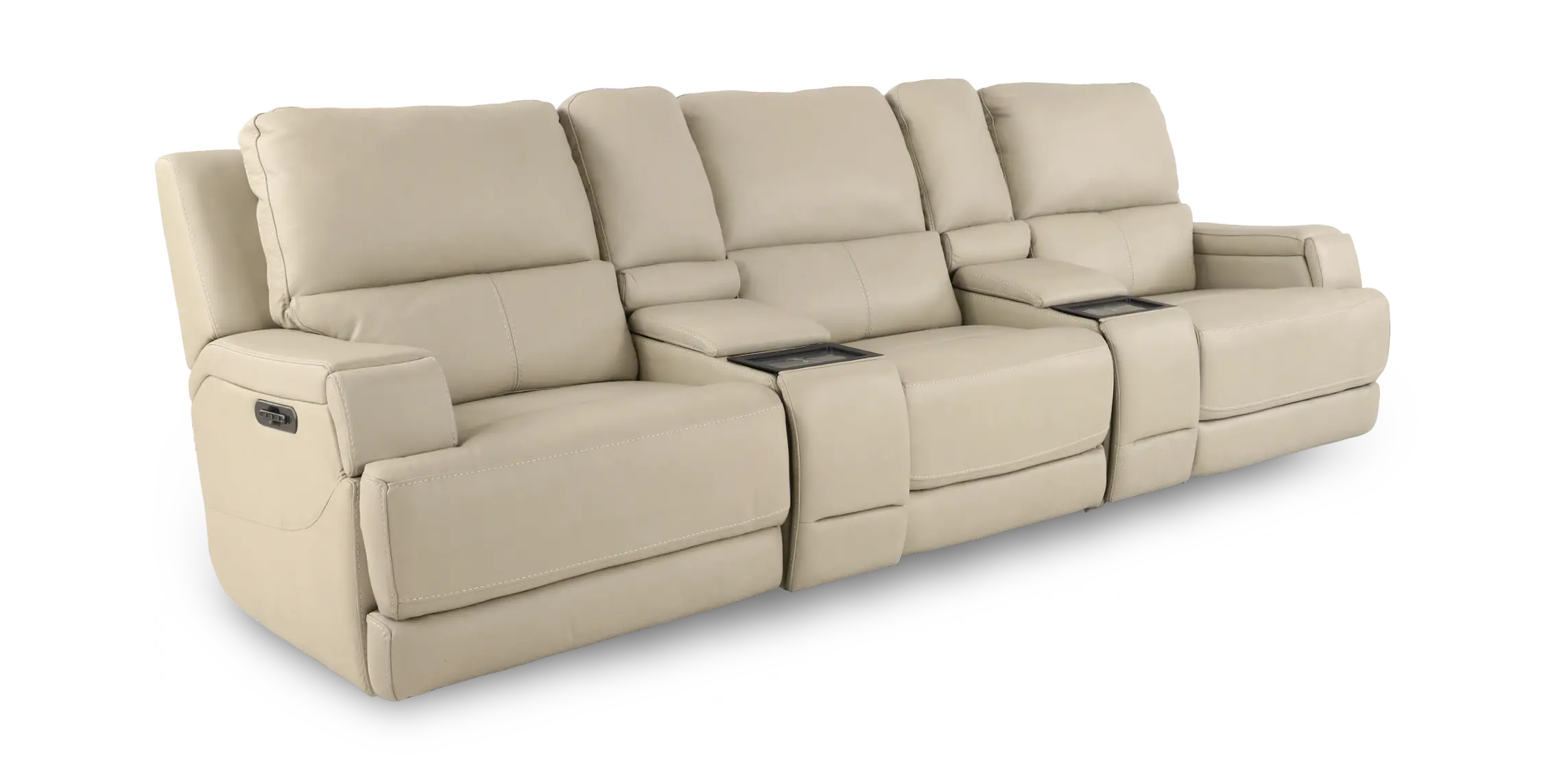 Rushton White Leather 5 Piece Power Reclining Home Theater Set-4