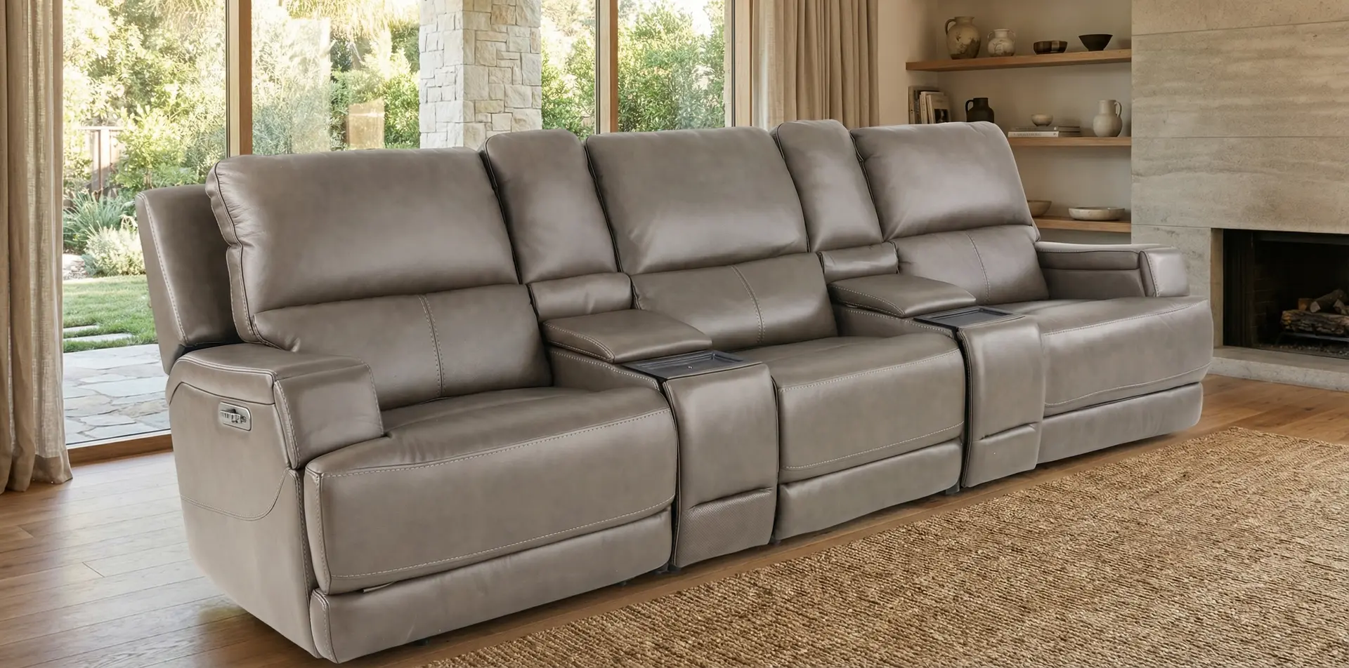 Rushton Lontra Leather 5 Piece Power Reclining Home Theater Set-12