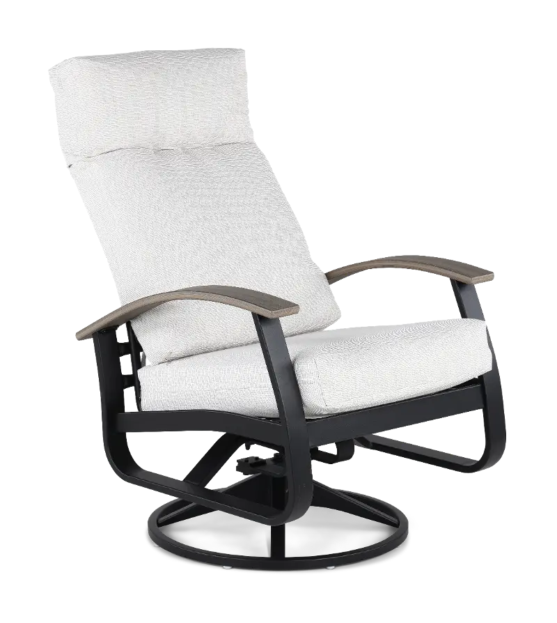 Belle Isle Black and Off White Patio Swivel Rocker