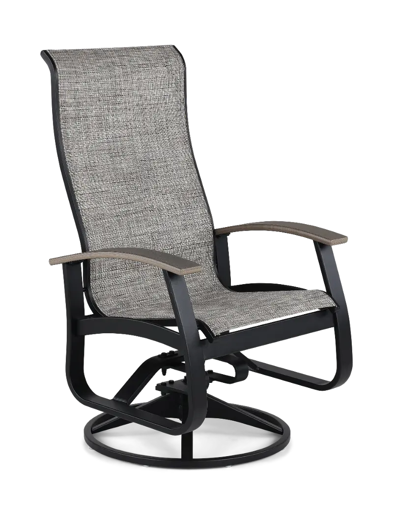 Belle Isle Black Patio Sling Swivel Rocker