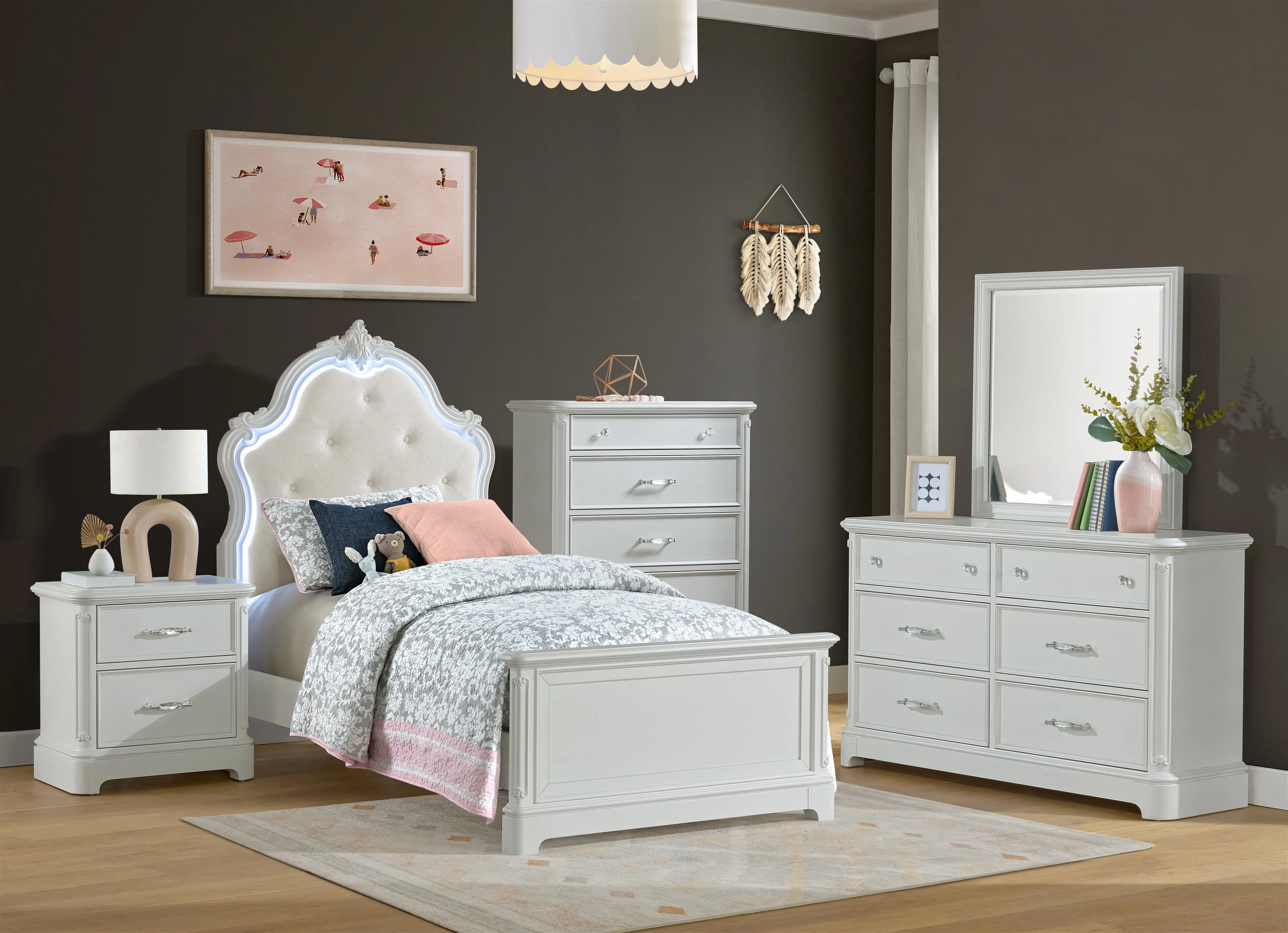 Arabella White Twin Bed-2