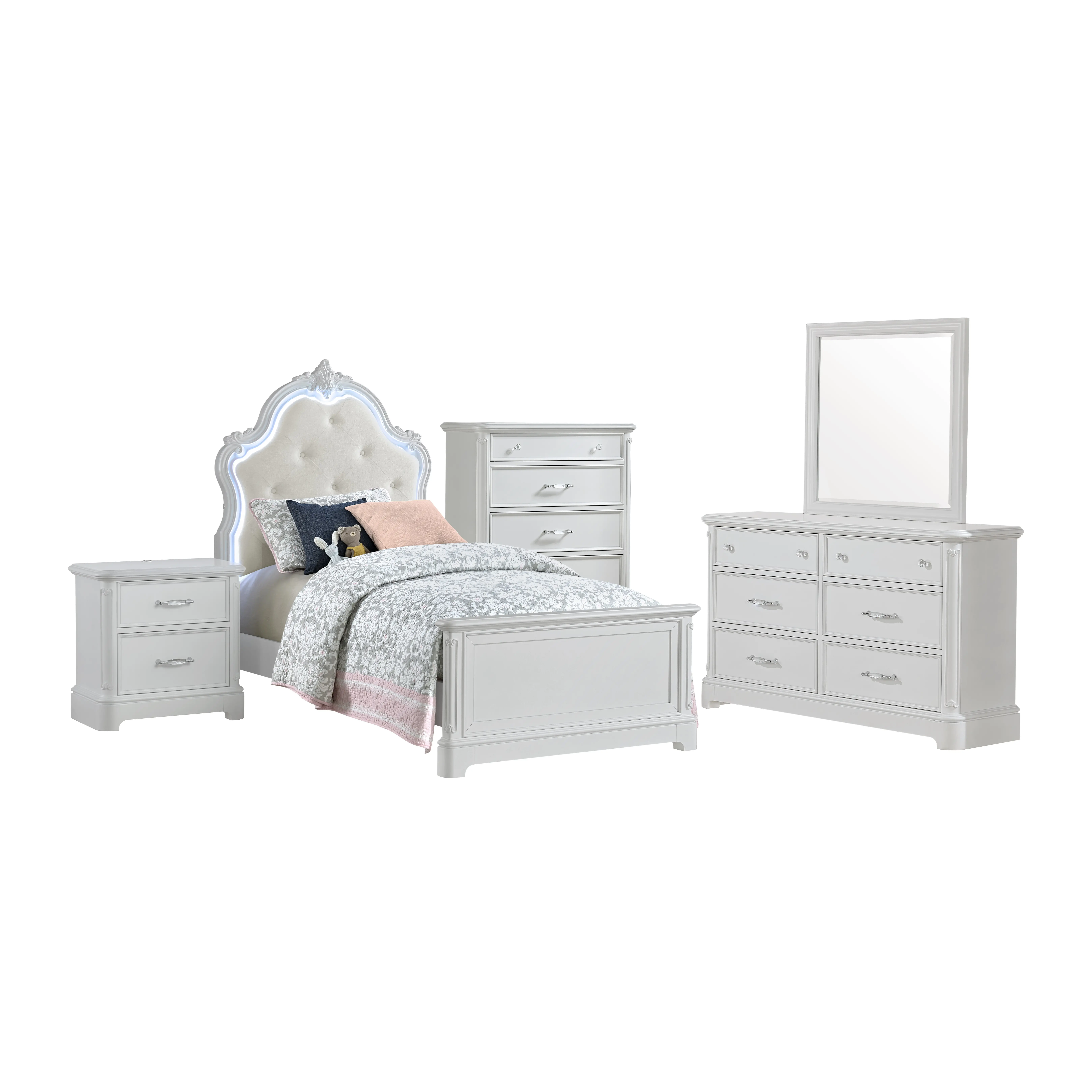 Arabella White Twin Bed-4