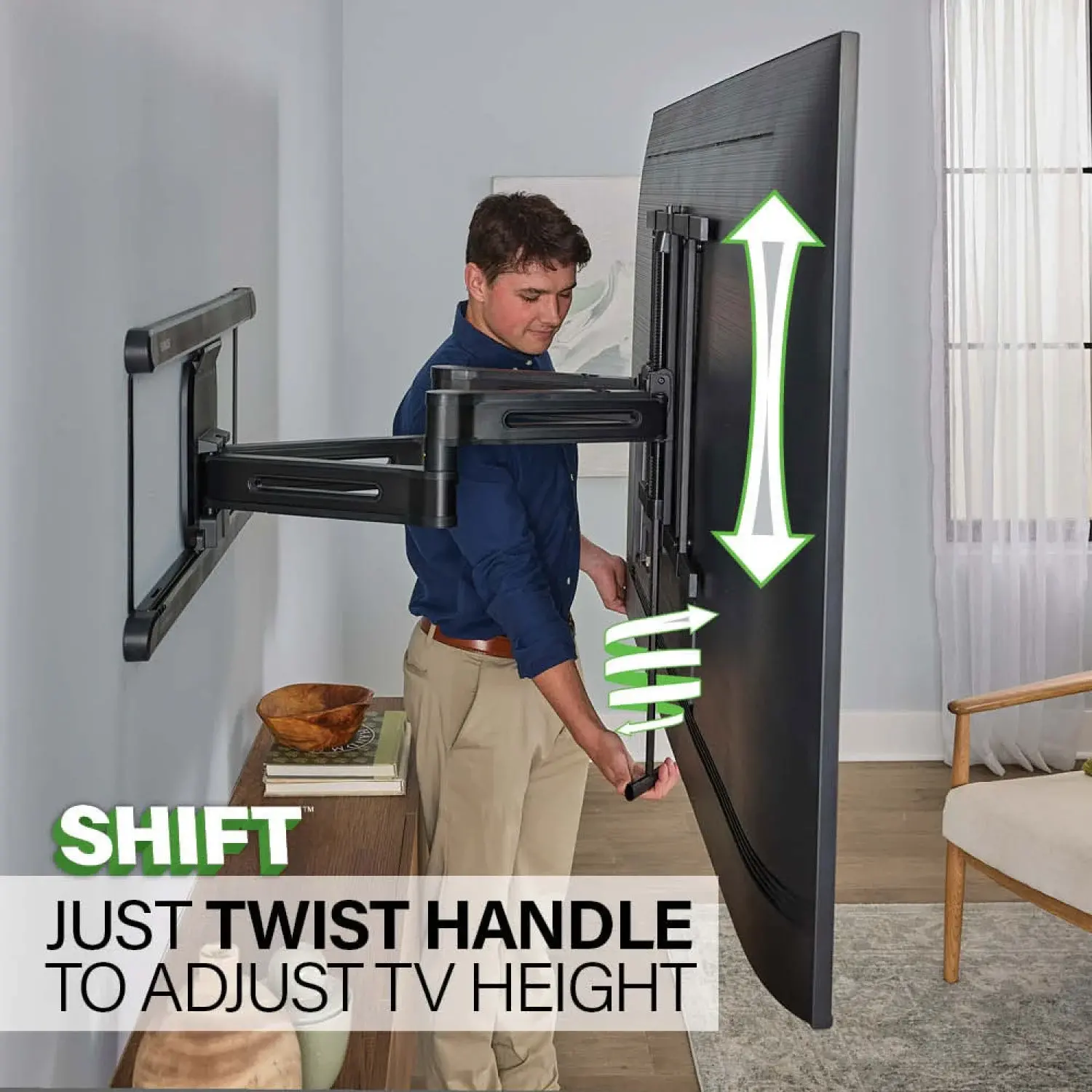 VLF828-B2 Sanus Advanced Full-Motion 4D + Shift TV Wall Mount for TVs 42 -90 -4