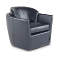 Slate Navy Blue Leather Swivel Accent Chair