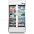 Precision Trading Double Glass Door Merchandise Refrigerator - Silver