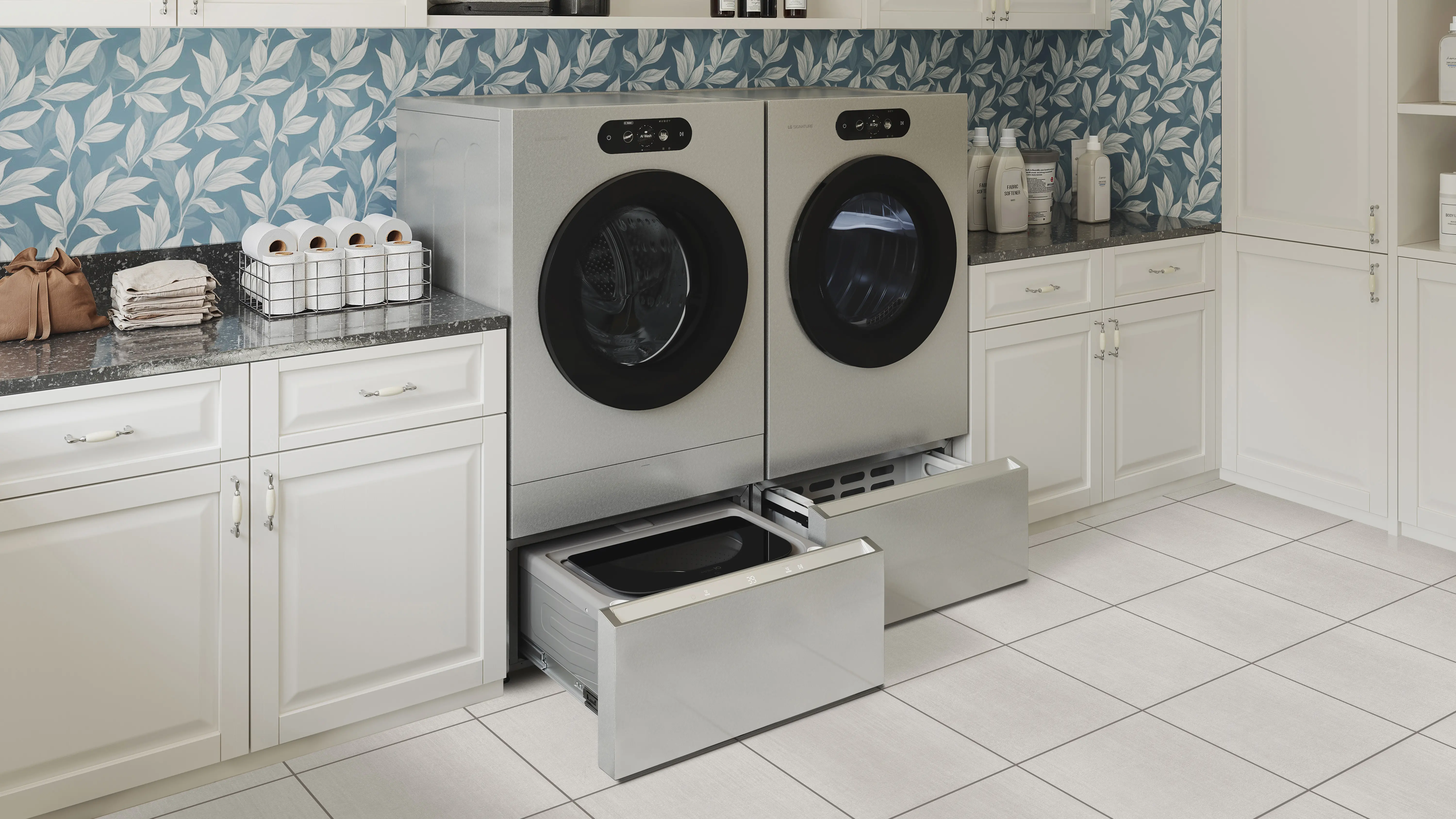 WD405CS LG Signature 1.0 Cu Ft Pedestal Washer - Platinum Steel-2