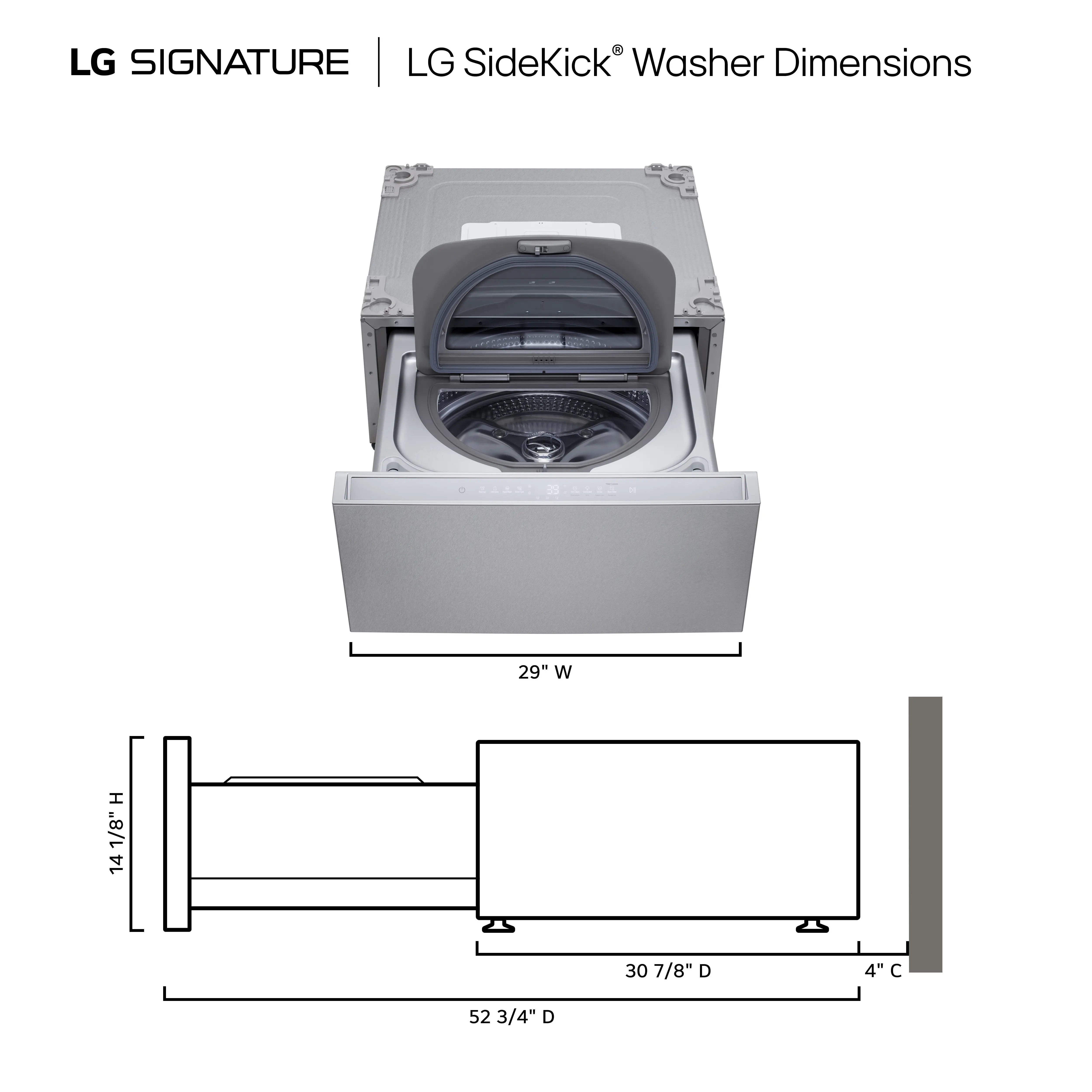 WD405CS LG Signature 1.0 Cu Ft Pedestal Washer - Platinum Steel-3