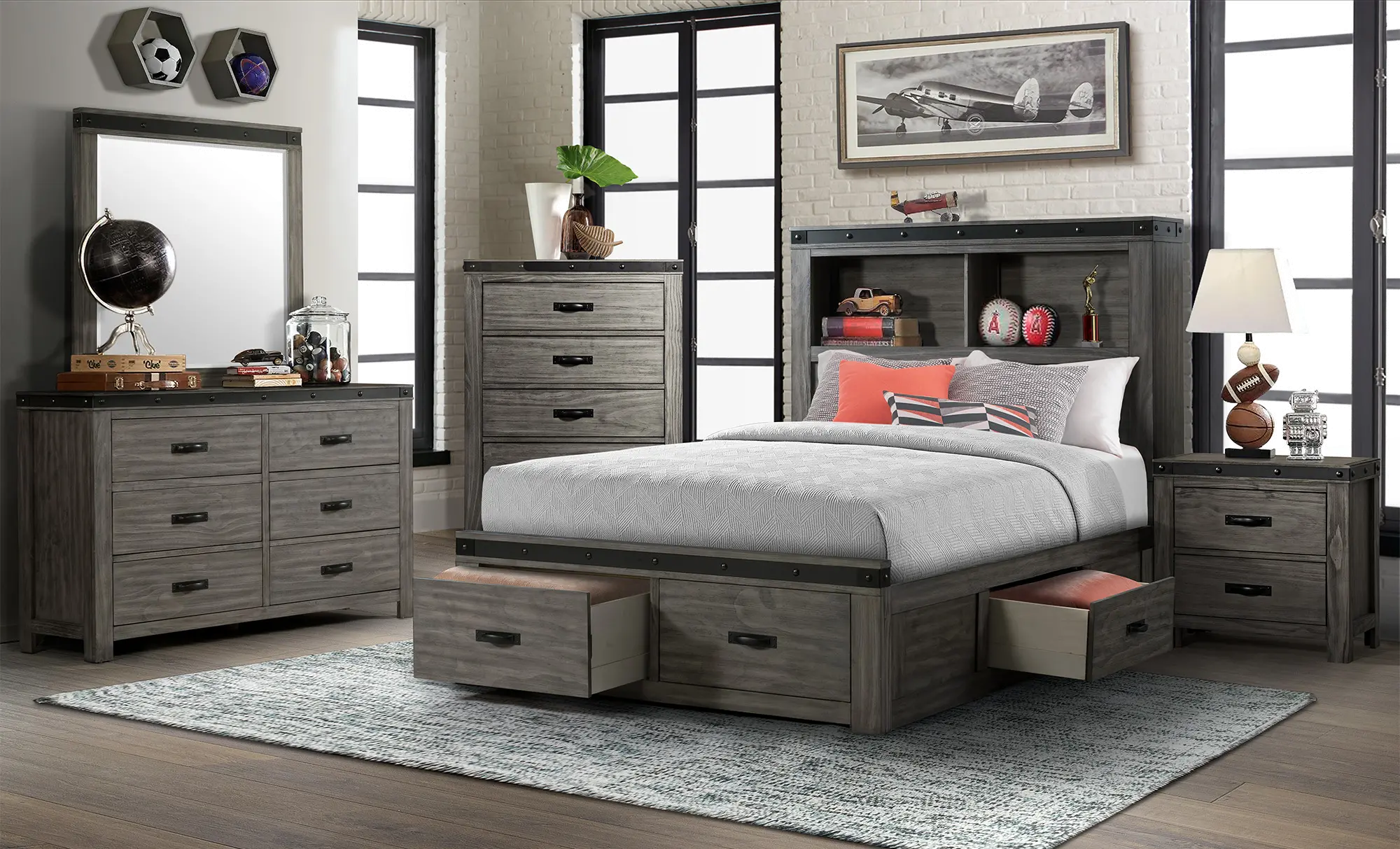 Wade Gray Full Storage Bed-4