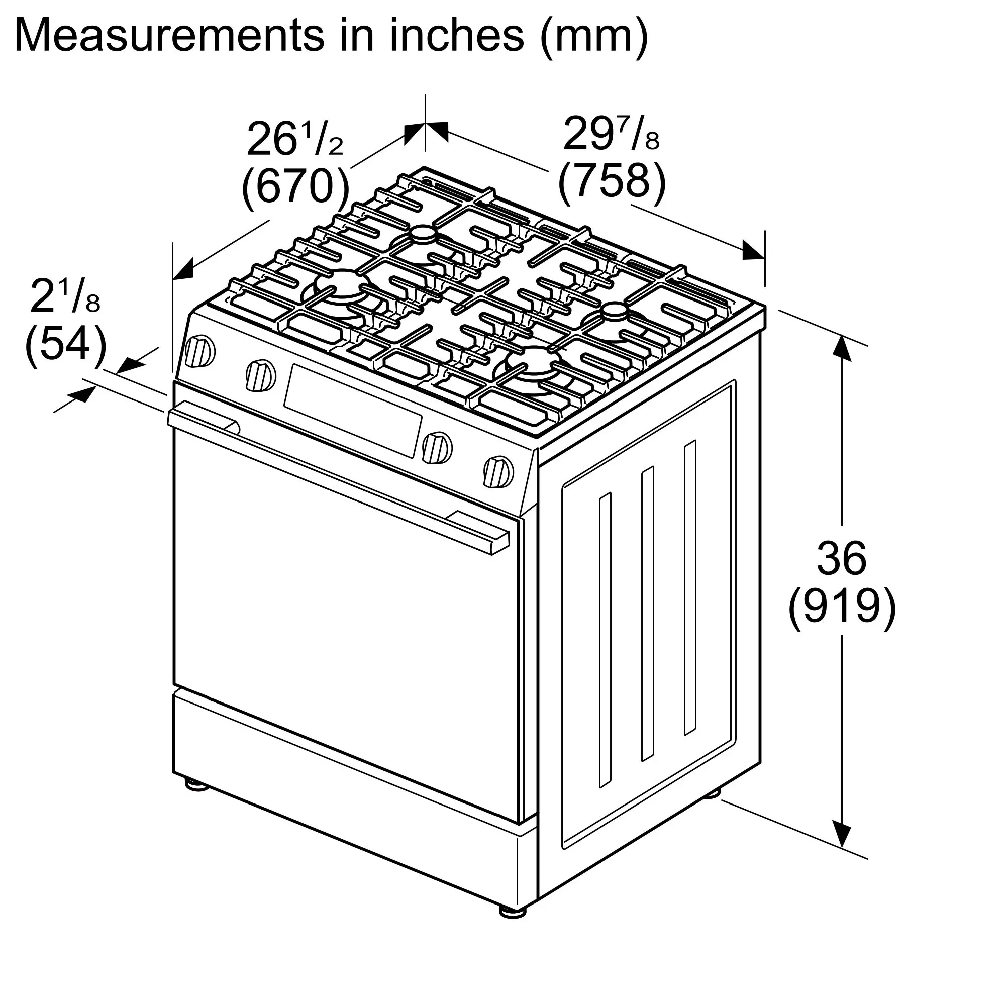HGF1050MUC Bosch 100 Series 30 Gas Slide In Range - Stainless Steel-3