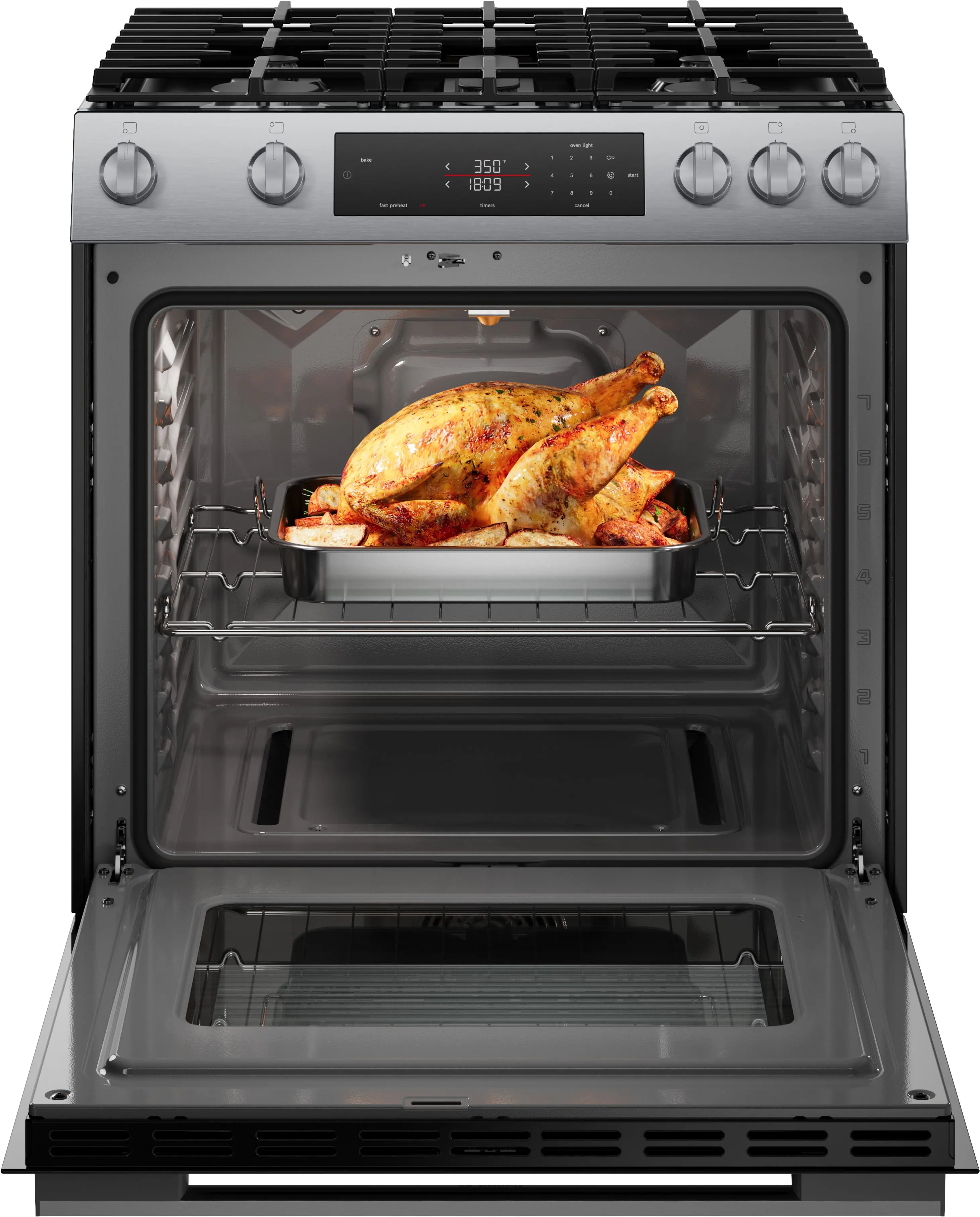 HGF1050MUC Bosch 100 Series 30 Gas Slide In Range - Stainless Steel-4
