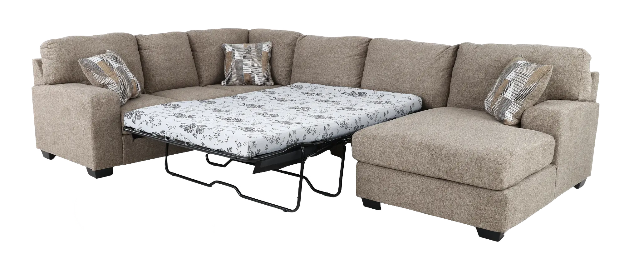 Seyler Lane Hemp Beige 3 Piece Sleeper Sectional with Right-Facing Chaise-4