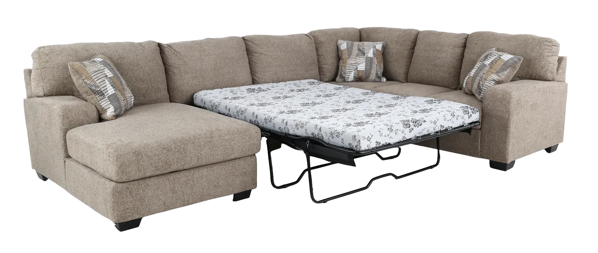 Seyler Lane Hemp Beige 3 Piece Sleeper Sectional with Left-Facing Chaise-4