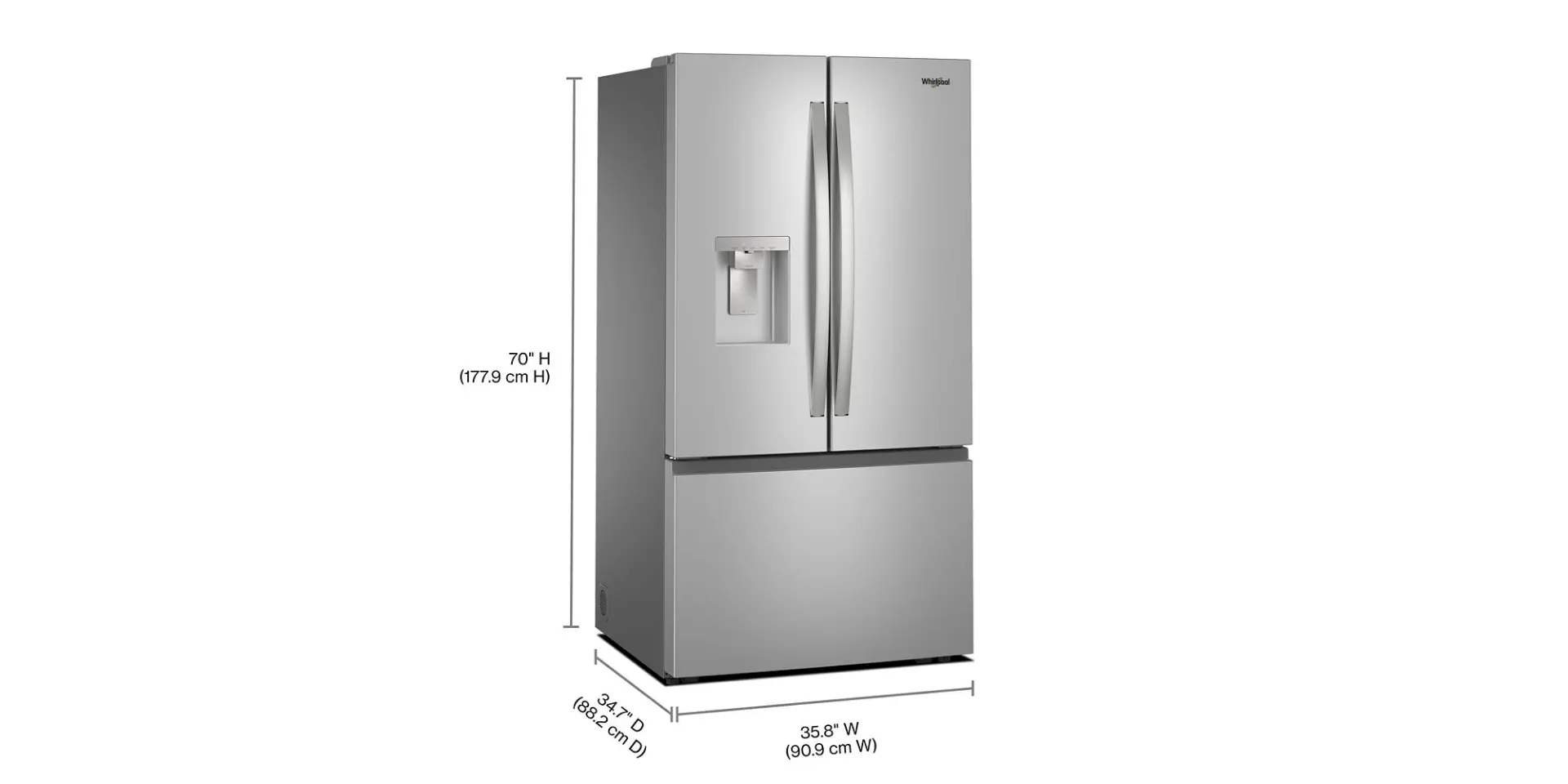 WRFF3536SZ Whirlpool 30 Cu Ft French Door Refrigerator - Stainless Steel-3