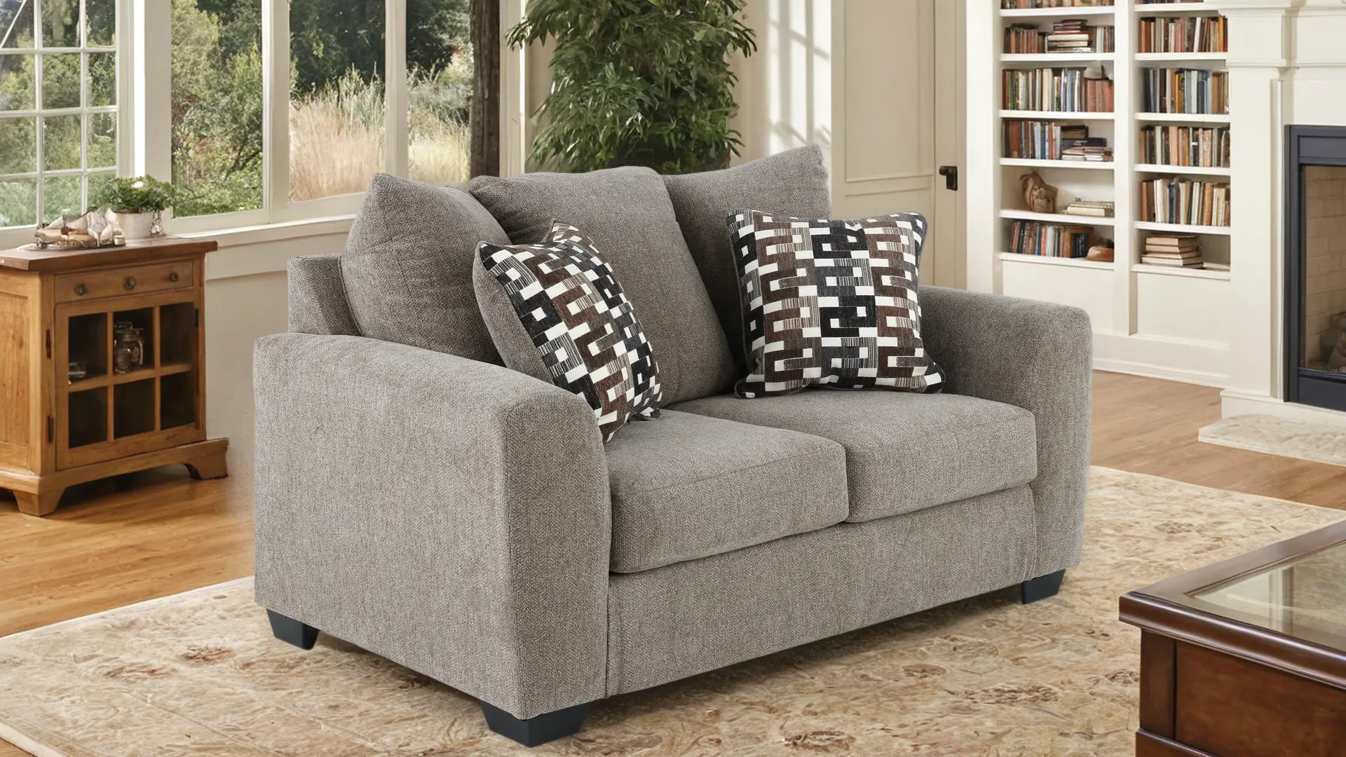 Triston Peaks Light Brown Suede Loveseat-2