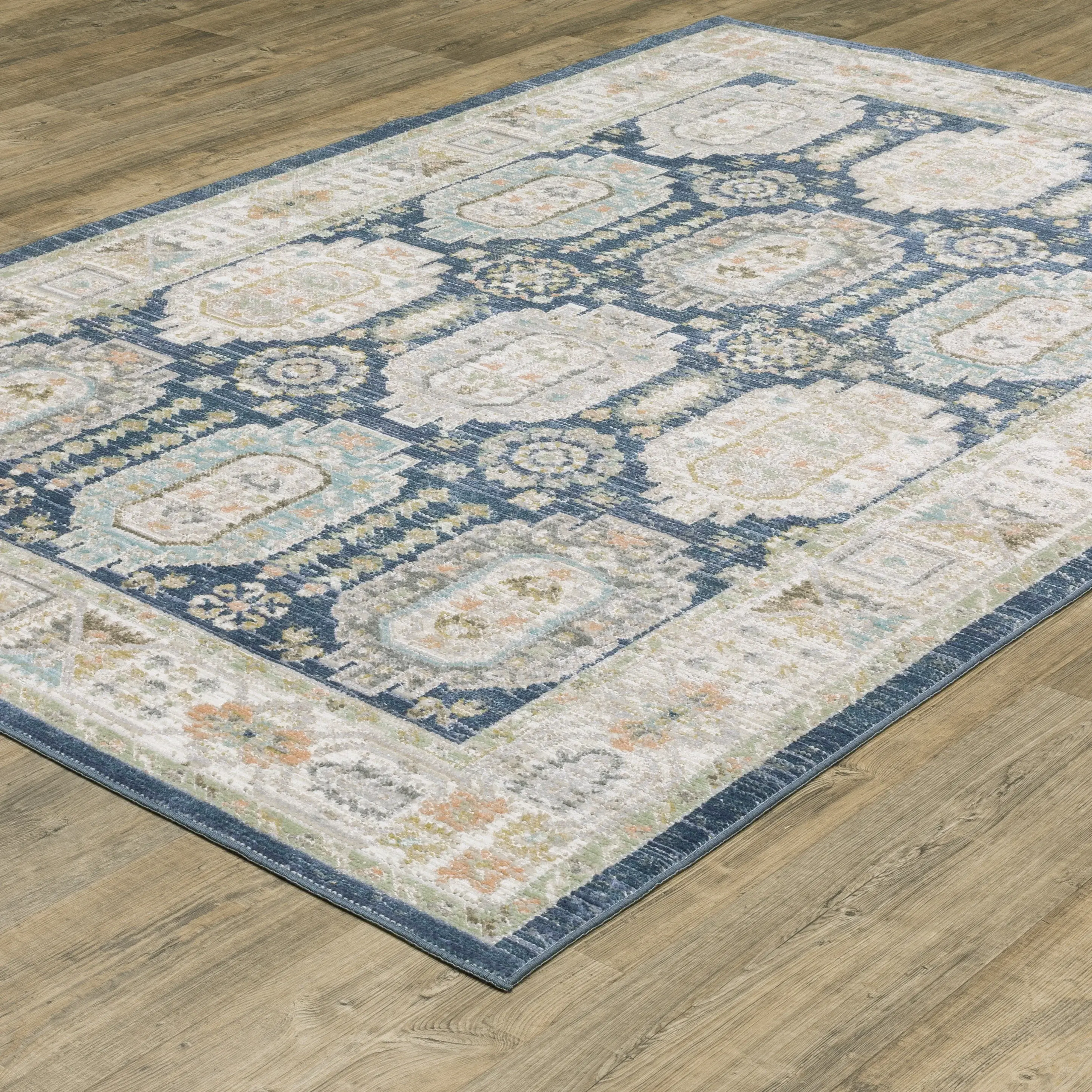 Cavett 8 x 11 Blue and Gold Area Rug-2
