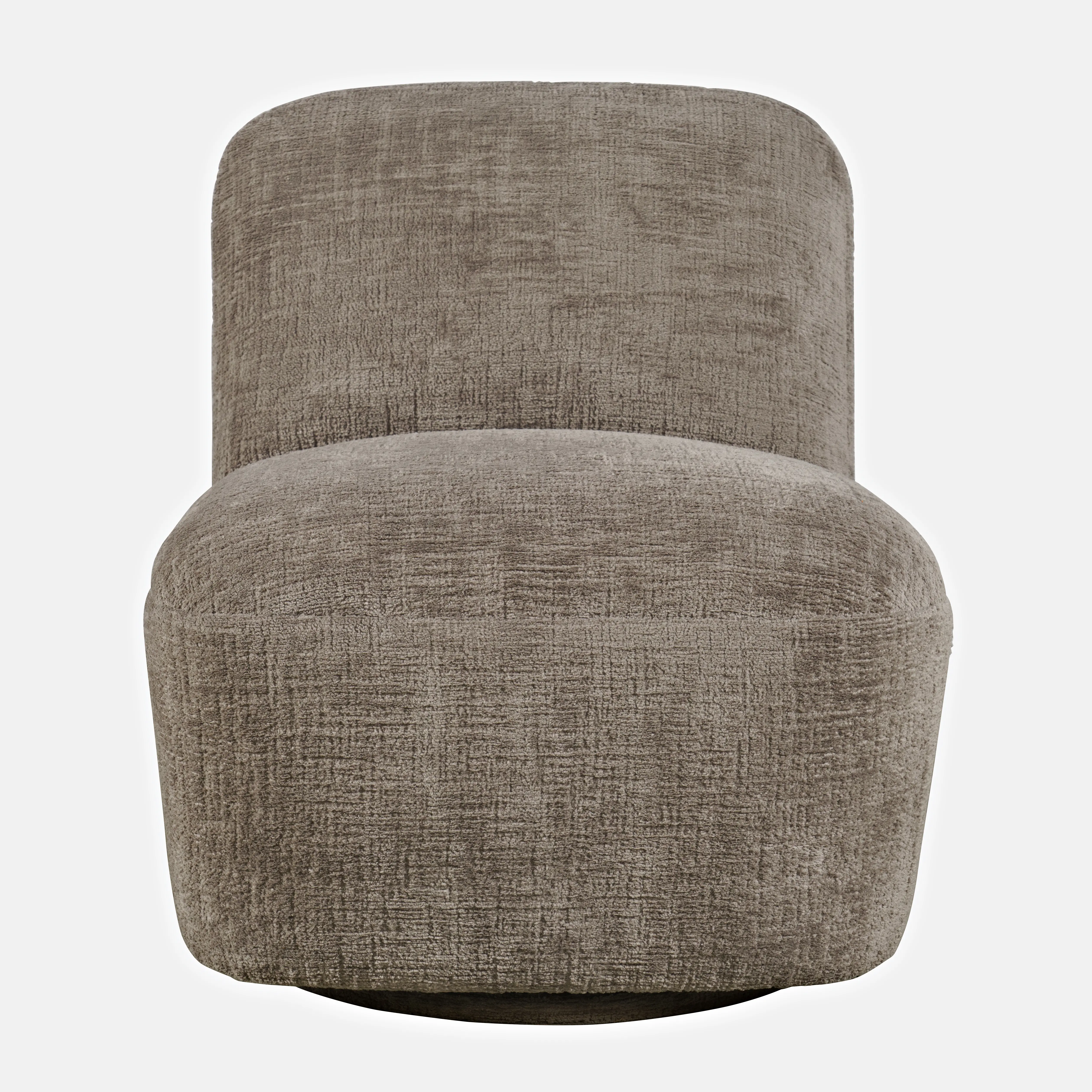 Josie Mink Brown Armless Swivel Accent Chair-3