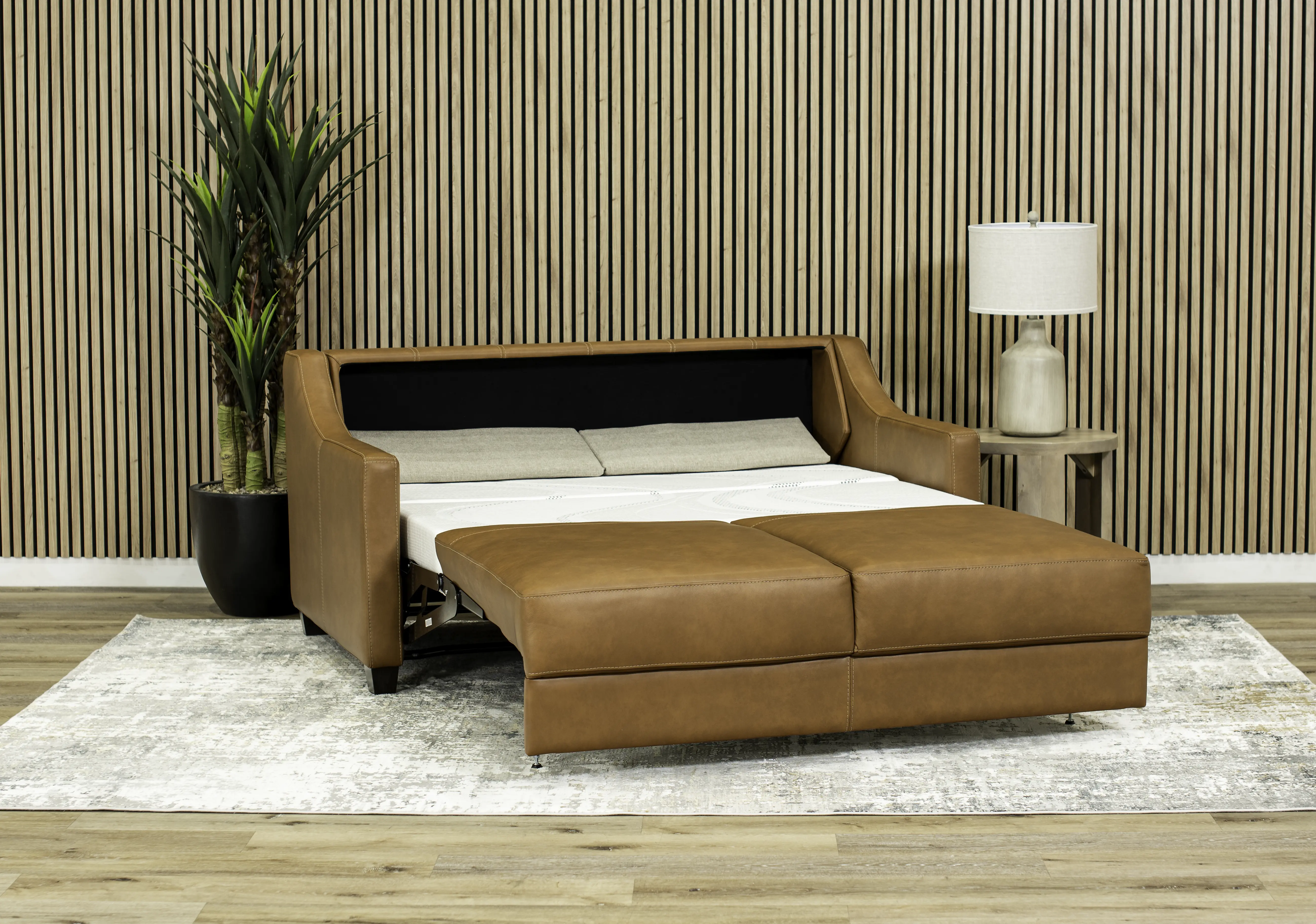 JOY-SLQ-QUEEN/SLK PALOMINO/ESP Joy Palomino Brown Leather Queen Sofa Bed-12