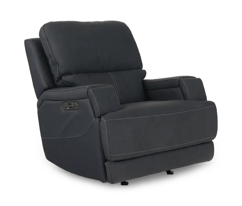 Rushton Midnight Navy Blue Leather Power Rocker Recliner